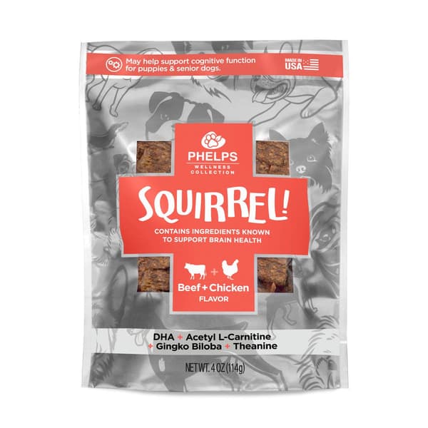 Phelps Wellness Squirrel Attention Focusing Dog Treats - 4.5oz.