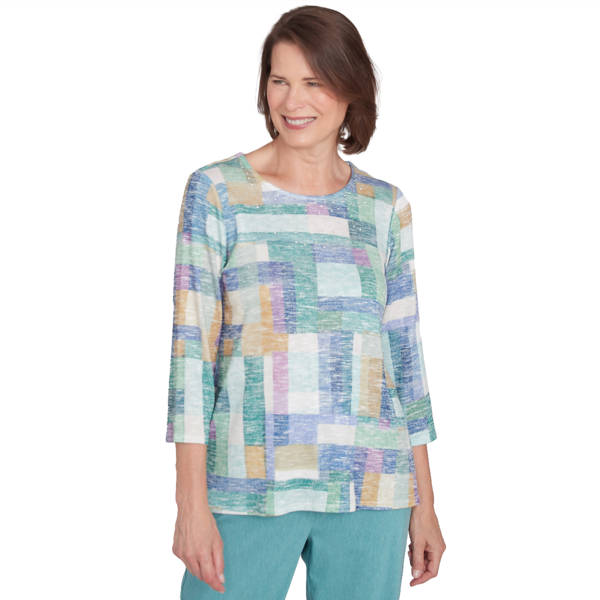 Womens Lake Victoria 3/4 Sleeve Hues Color Block Tee - image 