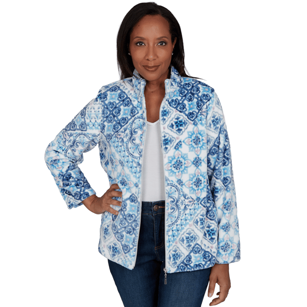 Womens Alfred Dunner Classics Medallion Zip Front Jacket