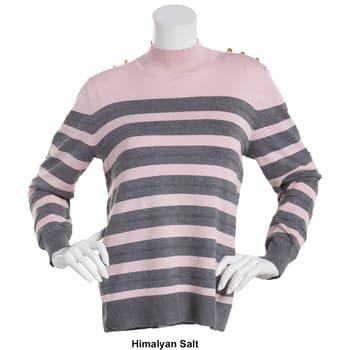 Womens Retrology Long Sleeve Stripe Mock Neck Sweater - Boscov's