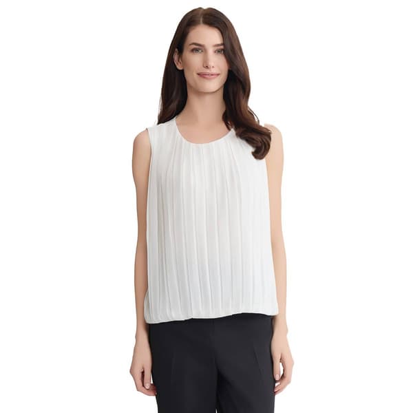 Womens Jones New York Sleeveless Pleated Chiffon Blouse - image 