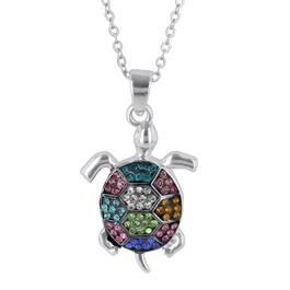 Crystal Kingdom Silver-Tone Multicolor Turtle Pendant
