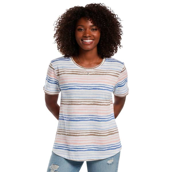 Petite Hasting & Smith Short Sleeve Crew Neck Stripe Slub Tee - image 