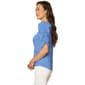 Womens Democracy Short Puff Sleeve V-Neck Ruched Front Blouse - image 3