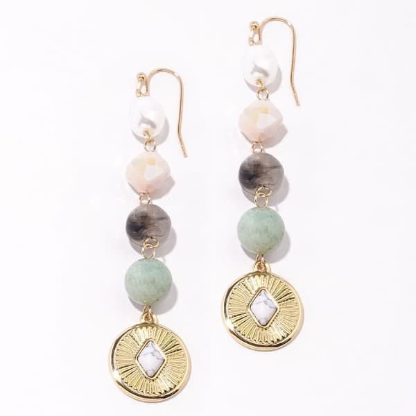 Ashley Cooper(tm) Shiny Gold-Tone Linear Multi Bead Earrings - image 