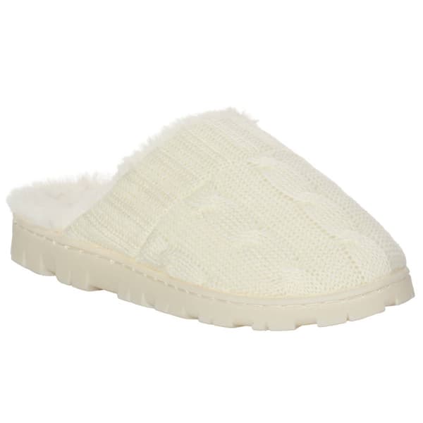 Womens Ella & Joy Cable Knit Chunky Sole Slide Slippers - image 