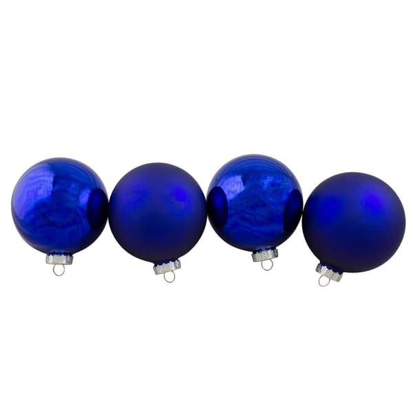 Northlight 4ct. Royal Blue Glass Christmas Ball Ornaments - image 