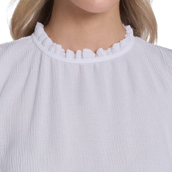 Womens Calvin Klein Sleeveless Ruffle Neck Blouse