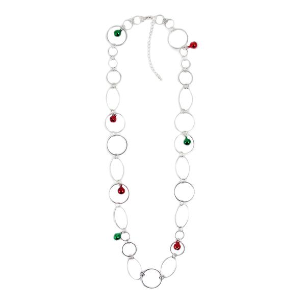 Silver Circle Chain with Jingle Bells Long Necklace - image 