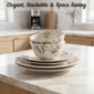 222 Fifth Luxe Peony Neutral Porcelain 12pc. Dinnerware Set - image 6