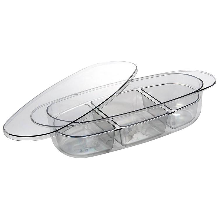 Gourmet Kitchen 3-Section Oval Store & Serve with Lid