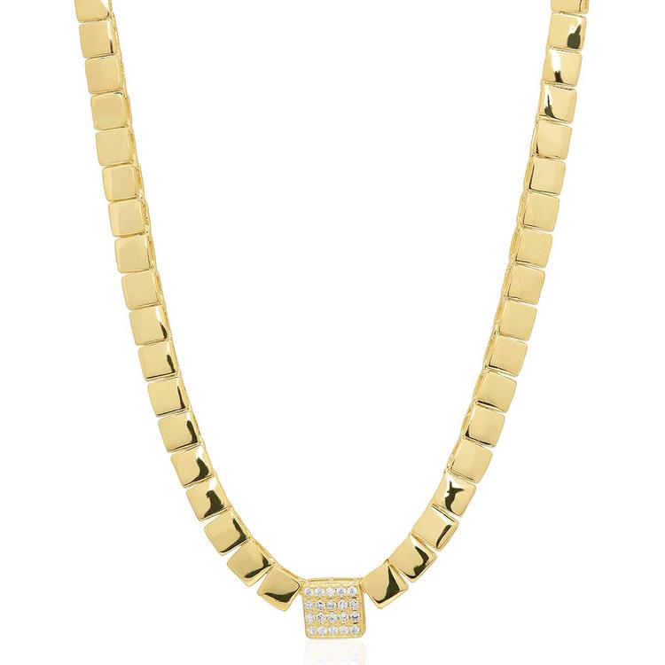 Gianni Argento 1/10ctw. Diamond Square Link Necklace