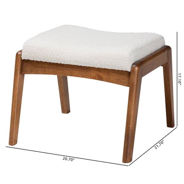 Baxton Studio Roxy Off-White Boucle Upholstered Ottoman Footstool