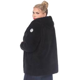 Plus Size White Mark Plush Hooded Cardigan With Pockets