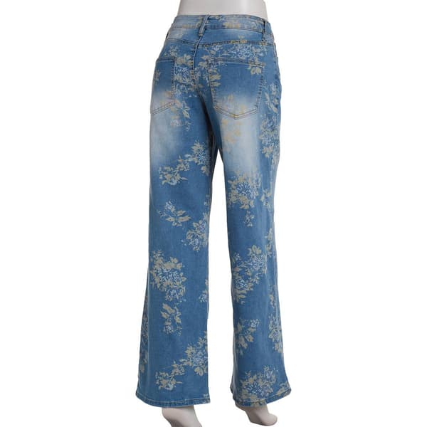 Juniors Madden Girl 90''s Wide Leg Floral Print Jeans