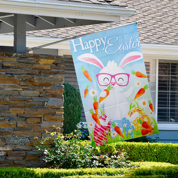 Northlight Seasonal Happy Easter Bunny with Carrots House Flag - image 