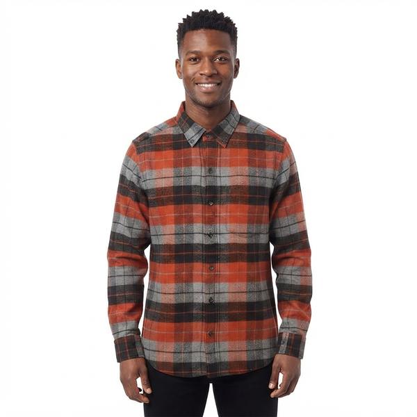 Mens Jackson Hole Long Sleeve Flannel Shirt - Orange/Black/Grey - image 