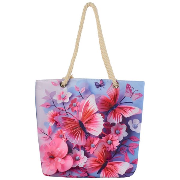Renshun 3D Pink Butterfly Canvas Tote