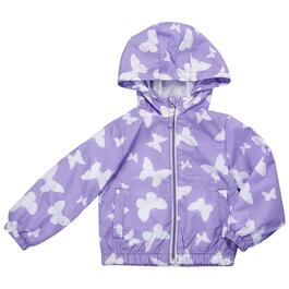 Toddler Girl Pink Platinum Butterfly Print Windbreaker Jacket