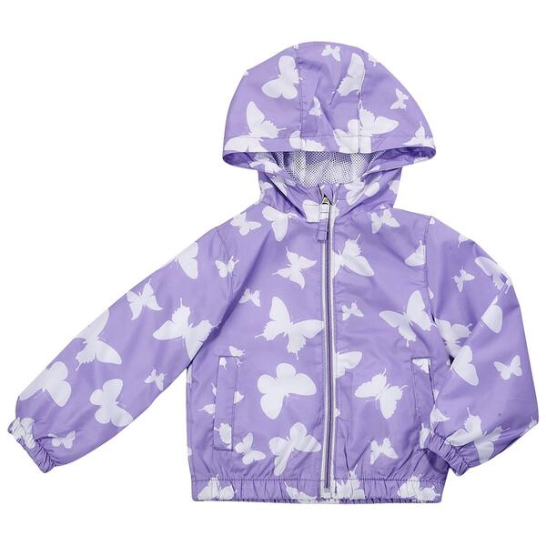 Toddler Girl Pink Platinum Butterfly Print Windbreaker Jacket - image 