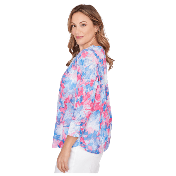 Plus Size Ruby Rd. California Dreaming Tie Dye Floral Blouse