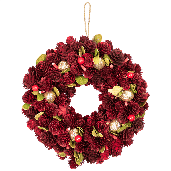 Northlight 9.5in. Red & Gold Pinecone & Ornament Christmas Wreath