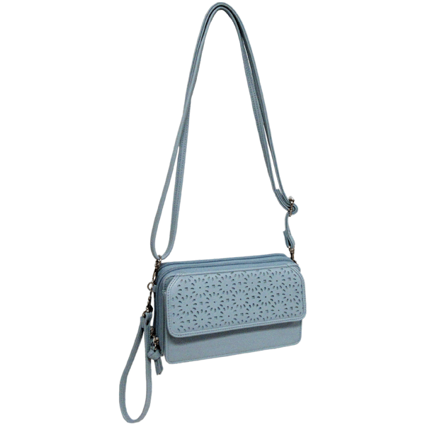 Womens Bueno Geometric Flower Perforated Crossbody Wallet - image 