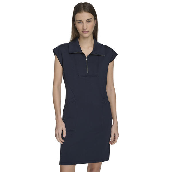 Womens Andrew Marc New York Scuba Collared Quarter Zip Dress - image 