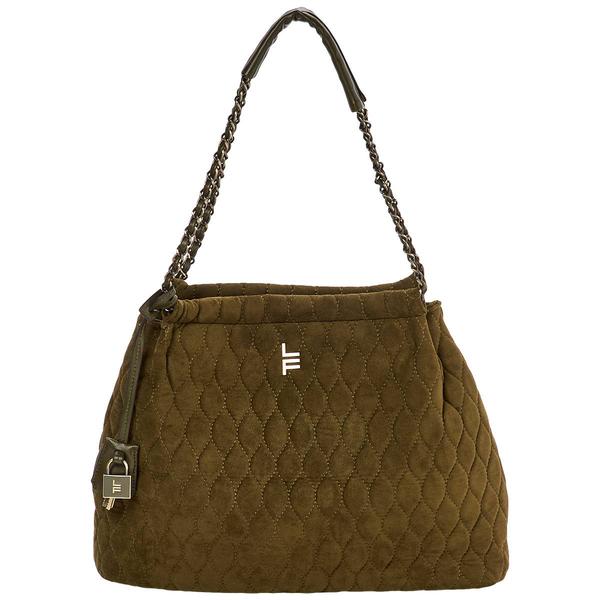 London Fog Suede Hobo with Chain Straps