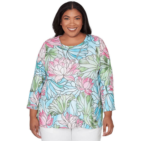 Plus Size Alfred Dunner Classics Stained Glass Floral Blouse