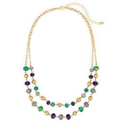 Ashley Cooper(tm) Short 2-Row Layered Linked Multi-Bead Necklace