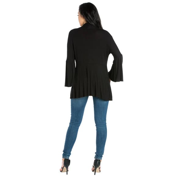 Womens 24/7 Comfort Apparel Bell Sleeve Blared Cardigan