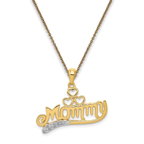 Diamond Classics&#40;tm&#41; 14kt. Mommy Heart Pendant Necklace - image 