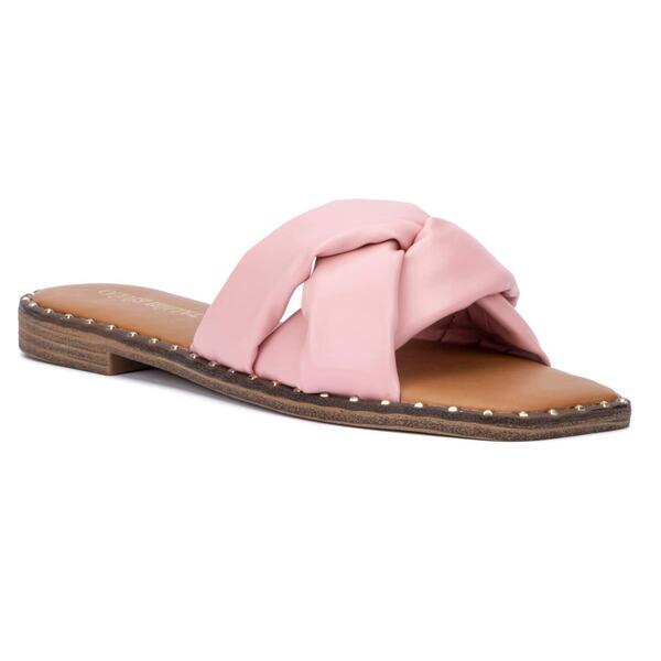 Womens Olivia Miller Selysette Criss Cross Slide Sandals - image 