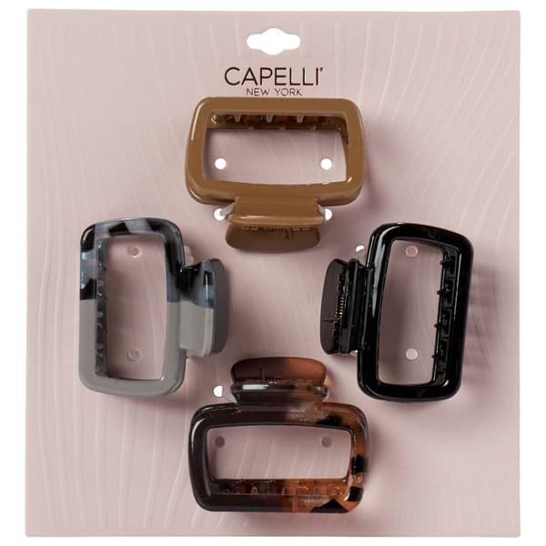 Womens Capelli New York 4pk Hollow Rectangle Claw Clips