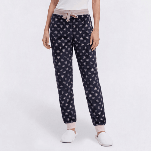 Womens Attraction De Nuit Heart Plush Pajama Bottoms