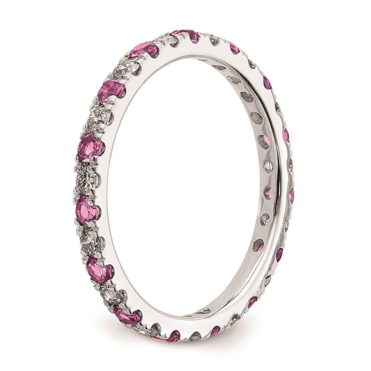 Pure Fire 14kt. White Gold Lab Created Pink Sapphire Band