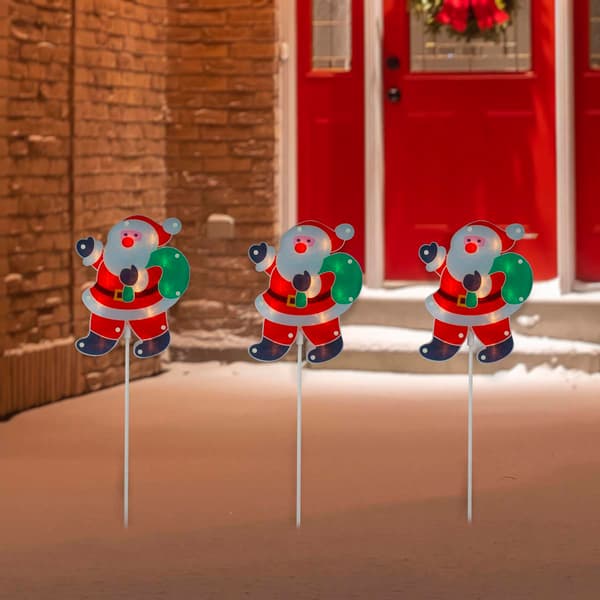 Northlight Seasonal Christmas Santa Pathway Markers - Set of 3