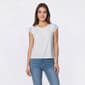 Womens Absolutely Famous Short Crochet Sleeve Round Neck Blouse - image 1