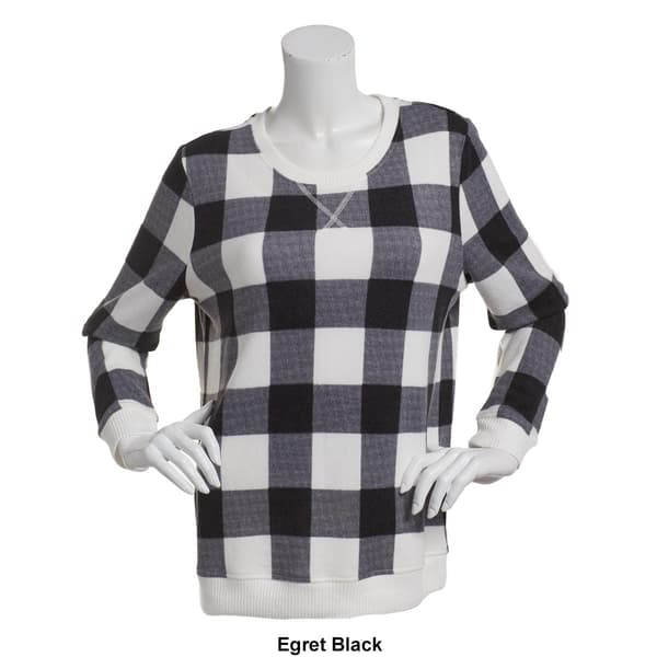 Womens Emily Daniels Long Sleeve Buffalo Check Hacci Top