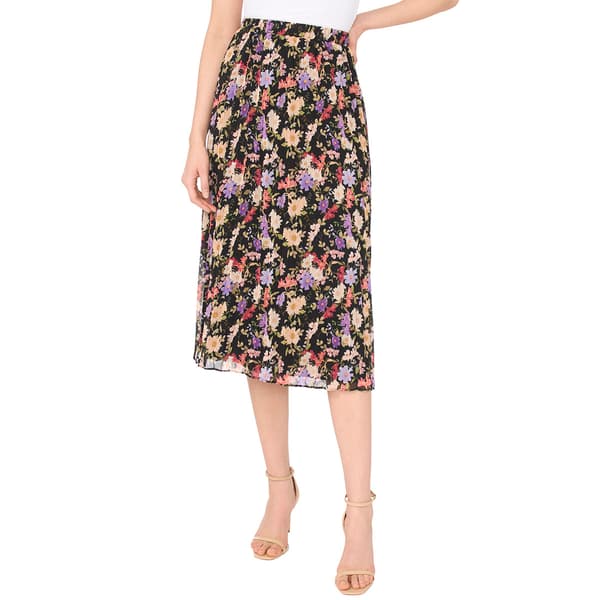 Womens Cece Pull On Pleated Floral Midi Skirt