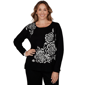 Plus Size Ruby Rd. Holiday Item Long Sleeve Floral Sweater - image 1