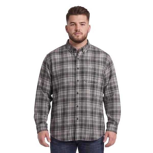 Mens Big & Tall Mountain Ridge Flannel Shirt-Charcoal/Grey/White - image 