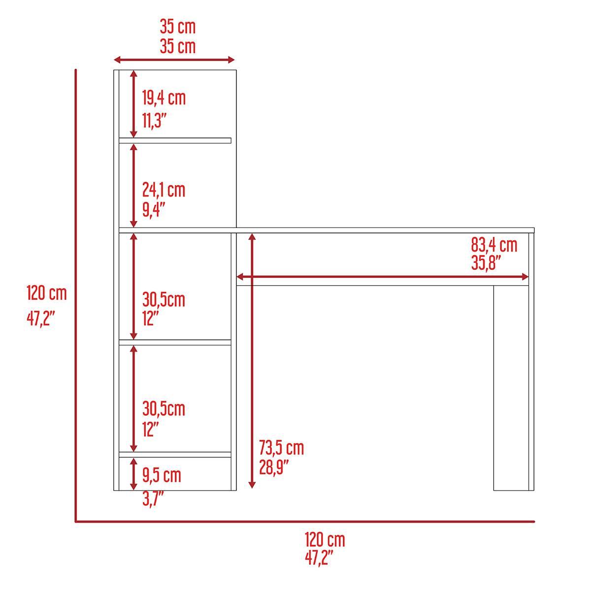 FM FURNITURE 4-Tier Shelf Tecoa Desk