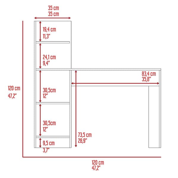 FM FURNITURE 4-Tier Shelf Tecoa Desk