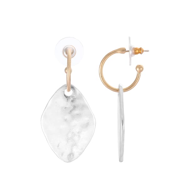 Bella Uno Two-Tone Hoop and Dangle Earrings - image 