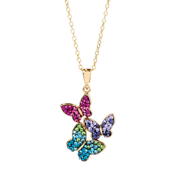 Multi Color Crystal Flying Butterflies Pendant - image 
