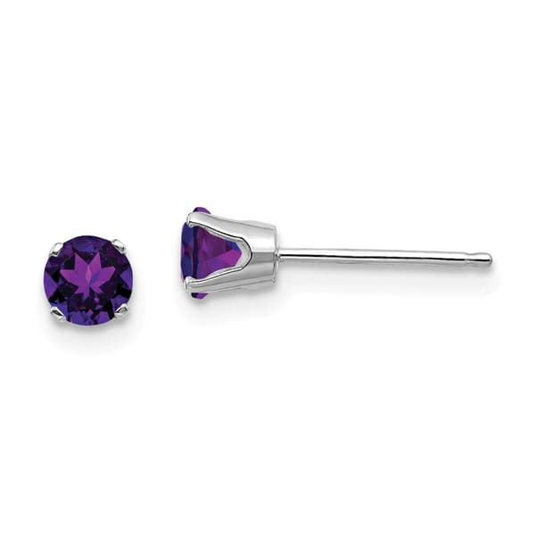 Gemstone Classics&#40;tm&#41; White Gold 4mm. Amethyst Stud Earrings - image 