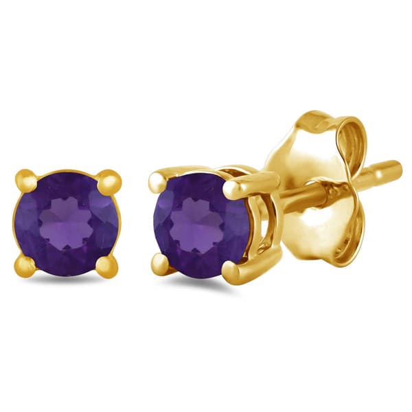 Gemstone Classics(tm) Gold over Silver Created Amethyst Earrings - image 