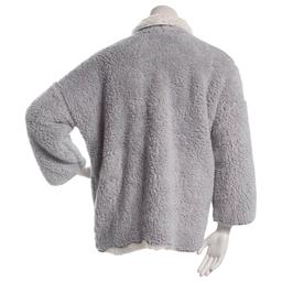 Womens Loungees Long Sleeve Grey Reversible Sherpa Bed Jacket
